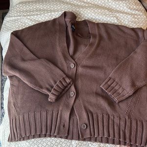 Gap cropped chocolate brown cotton cardigan